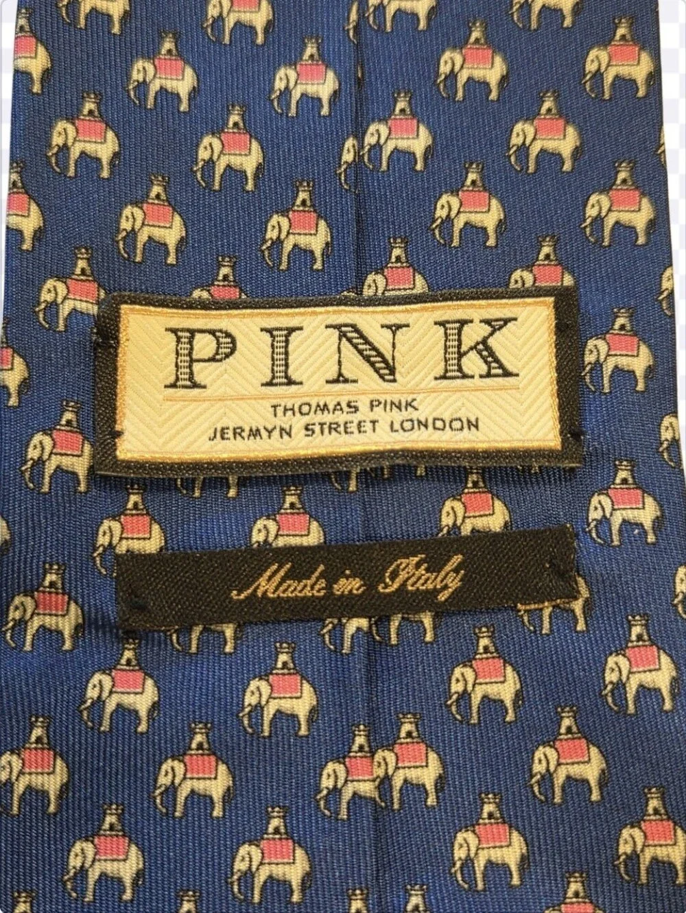 Thomas Pink Silk Royal Blue Novelty Elephant Print Tie
